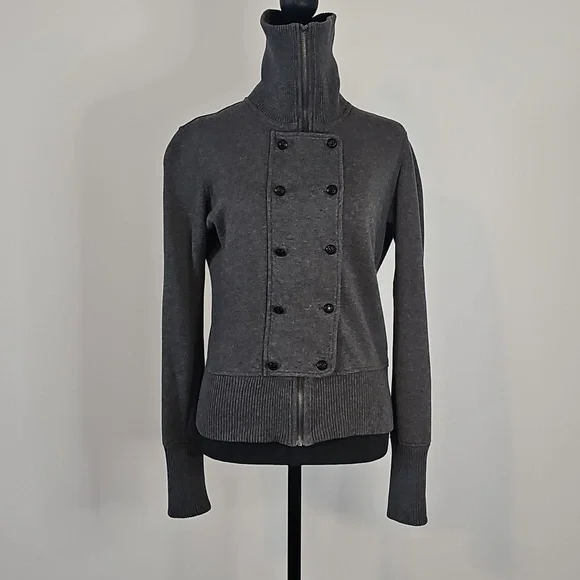 Banana Republic Charcoal Double-Breasted Cotton Jacket With Zip Closure - Picture 6 of 9